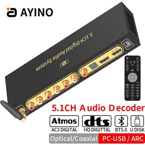 HD820B 5.1CH Audio Converter Decoder Bluethooth 5.0 Receiver DAC HDMI-compatible ARC SPDIF Coaxial DTSHD AC3 FLAC APE 4K 192khz