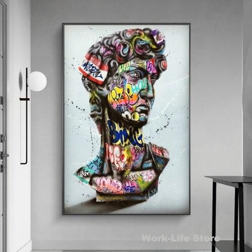 David Graffiti Art Paintings On the Wall Art Posters And Prints Collage Art of David sculpture Colorful Pictures Home Decoration