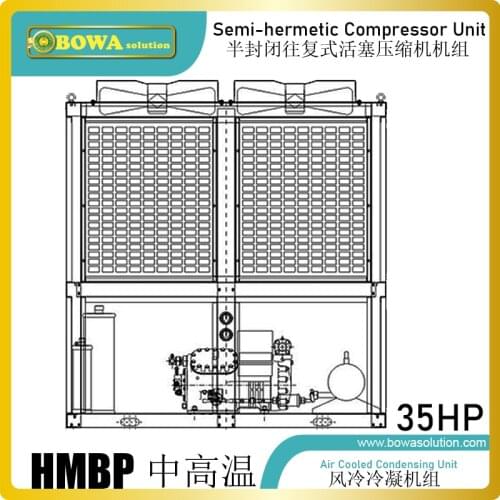 35HP HMBP compressor unit with air condenser is working as cooling engines in larger application ranges