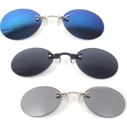 Retro Sunglasses Round Vintage Unisex Eyewear Mirror Nose Clip Mini Metal Goggle Y5JD