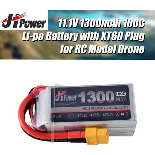 Hot JHPower Rechargeable Battery 11.1V 1300mAh Lipo Battery with XT60 Plug 3S 100C for RC Model Drone Car Helicopter