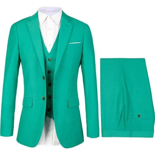 Fashion Man Suits New Groom Tuxedos Green Groomsman Suit Custom Made Man Suit 3 Pieces Dinner Suit (Jacket+pants+vest)