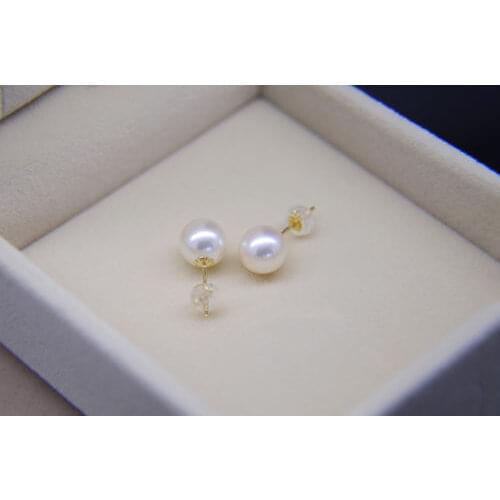 Fashion girl jewelry store Fashion AAA 10.5 mm white south sea pearl earrings with 18 k
