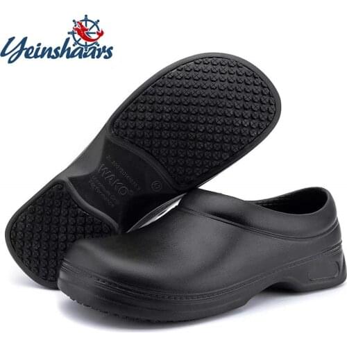 YEINSHAARS New Mens Chef Kitchen Working Slippers Garden Shoes Summer Breathable Mules Clogs Men Anti Slip Unisex Shoes Sandals