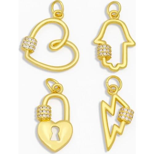 OCESRIO CZ Polished Fatima Hand Necklace Charms for Jewelry Making Small Heart Earrings Charms for Jewelry Wholesale pdta202