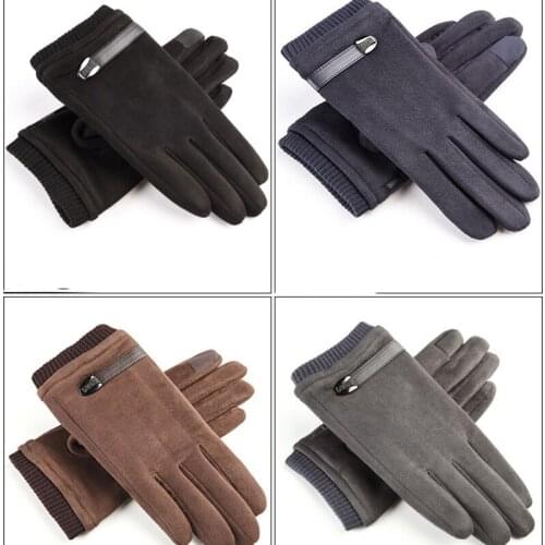 Suede Autumn Winter Ski Warm Men Gloves Windproof Touch Screen Riding Biking Full Finger Mittens Gloves Sports Outdoor Guantes