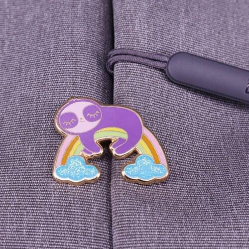 Rainbow Dreams Sloth Enamel Pin cute brooch pin for kids