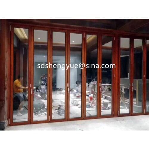 Front double glass exterior entry Luxury folding door foldable glass folding aluminium bi folding door with exterior door