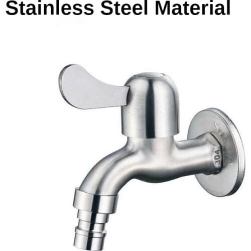 Bathroom Faucets Outdoor Sink 304 Stainless Steel Faucet Fast Open Single Cold Mop Pool Washing Machine Water Tap Garden Faucet