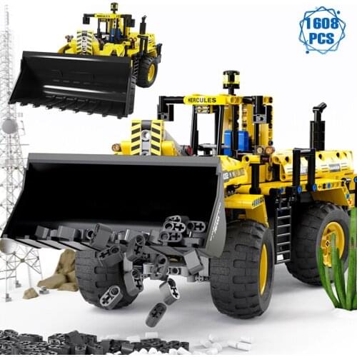 Technical Expert Engineering Series Building Blocks Moc Diy Charged Bulldozer Set Model Bricks Assembly Toys Boys Gifts