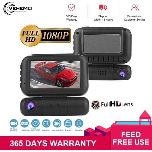 VEHEMO Car Dvr FHD 1080P Car Camera 3 Inch Dashcam Dual Lens Registrator ADAS Night Vision Video Recorder With Rear View Camera
