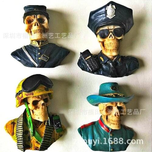 World WarII Totenkopf American British German Japanese Soldiers Resin Fridge Magnet Set Creative Vintage Magnets for Crafts
