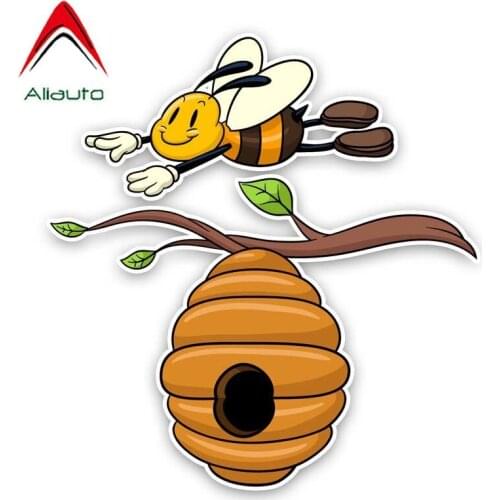 Aliauto Funny Car Sticker The Bees Fly on The Honeycomb Quality PVC Decal Accessories for Polo Ford BMW Audi Toyota,15cm*14cm