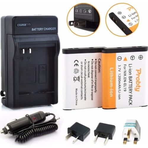 2Pcs PROBTY EN-EL19 EN EL19 Rechargeable Battery + Charger For Nikon S2500 S2600 S2700 S3100 S3200 S3300 S3500 S4100 S4150 S6500