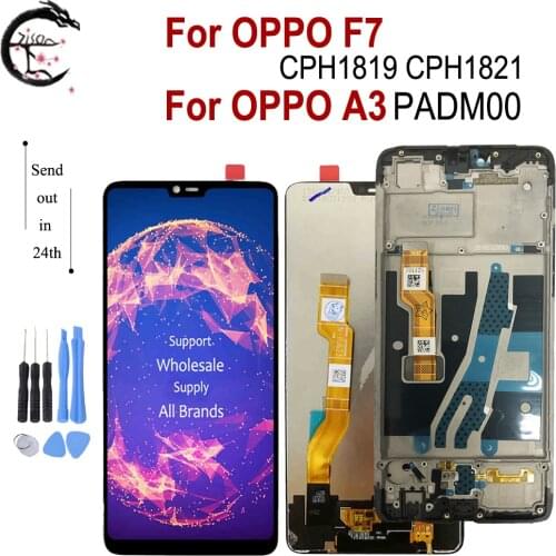 LCD With Frame For OPPO F7 CPH1819 CPH1821 LCD A3 Display Screen Touch Sensor Digitizer Assembly For OPPO A3 LCD PADM00 Display