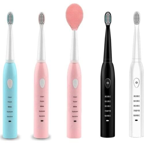 Sonic Electric Toothbrush 2 in 1 Tooth Face Cleansing USB Charging Multifunction Dental Care Oral Whitening Tooth Brush