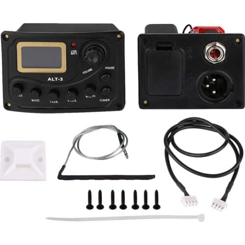 Acoustic Guitar Pickup Tuner 5-Band Eq Equalizer Acoustic Guitar Preamp Piezo Pre-Amp Amplifier System With Volume Knob Lcd Disp