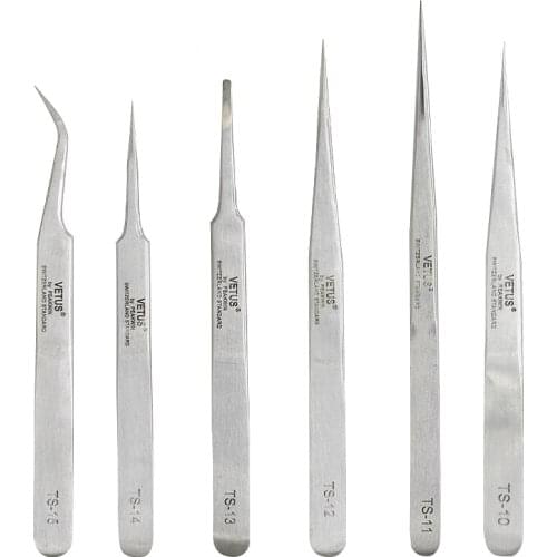 Free Shipping 100% Genuine Vetus ST Series New HRC 38 Ultra Precision 302 Stainless Tweezers Mink Eyelash Extensions Anti Acid