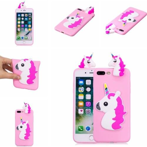 For iPhone 5 5s SE 6 6s 6sPlus 7 8 8Plus X Case Cute Candy Color 3D Unicorn iCe Cream Cartoon Case Soft TPU Phone Case