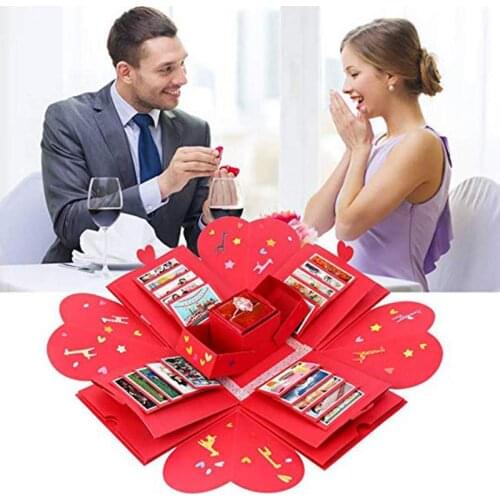 DIY Accessories Red Explosion Gift Box Assembly Fashion Handmade Photo Birthday Party Unique Design Creative Explosion Box Love