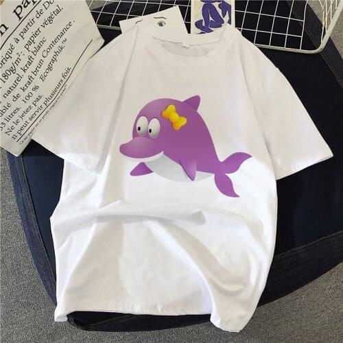 New T Shirt Women Kawaii Top Cartoon Graphic Tees Funny Little Whale Harajuku T-shirt Unisex Fashion Tshirt Female