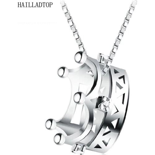 Classic Crown Pendant Necklace Silver Plated Princess Crown Hand Made Fashion Women Jewelry Crystal Classic Necklace With Chain