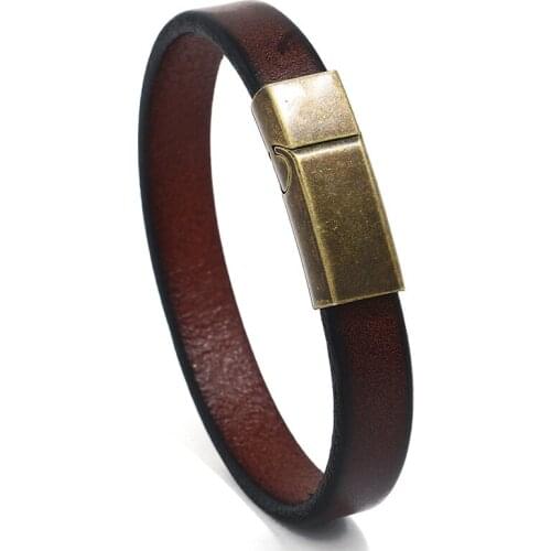 Fashion Trendy Mens Bracelet Wild Mens Leather Bracelet Glossy Personality Lettering Stainless Steel Bracelet
