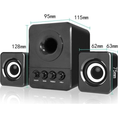 Desktop Mini Speakers Subwoofer 2.1 Stereo Bass Speaker Support U disk TF Card 3.5mm USB Notebook Music Player Bass Loudspeaker