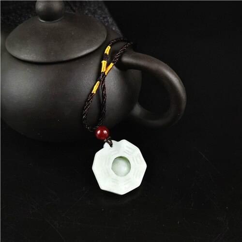 Natural A Emerald Tai Chi Gossip Jade Pendant Beads Necklace Charm Jadeite Jewellery Fashion Carved Amulet Gifts for Women Men