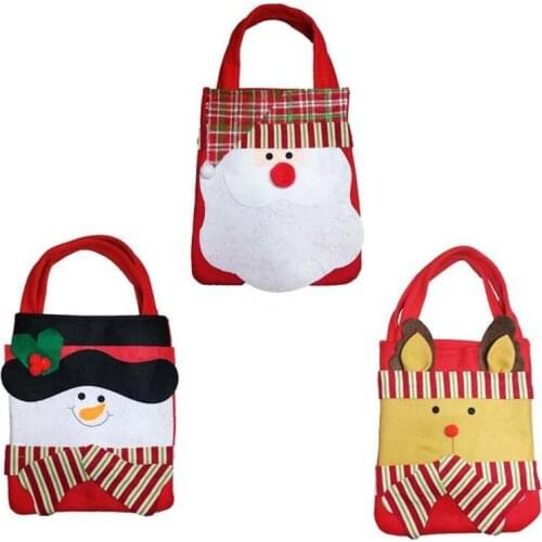 New Cartoon Christmas Tree Pattern Santa Claus Candy Bag Thick Snowman Handbag Home Party Decoration Gift Bag Storage Bag AU408