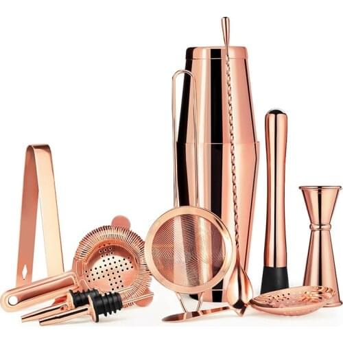 2020 New Arrivals 11 Piece Bartender Kit Cocktail Boston Shaker Barware Set Includes 28 and 18 2020 Top Seller OZ