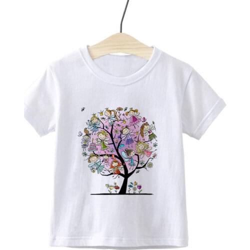 New Arrival T Shirt For Girls Wishing Tree Angel Print Clothes For Kids Kawaii Boys Shirt Short Sleeve Toddler Girl Shirts Vogue