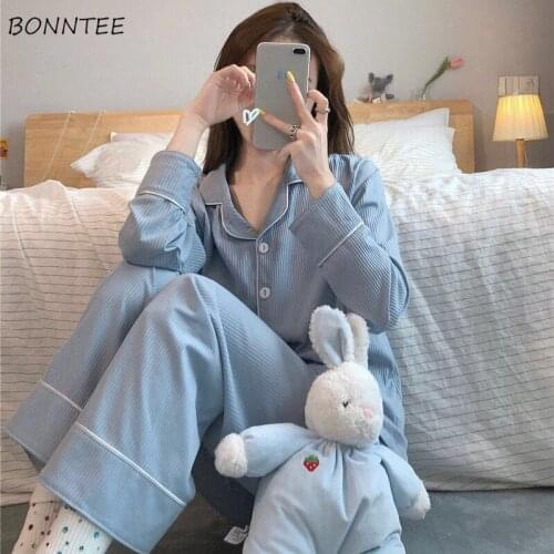Pajama Sets Women Autumn Long Sleeve Princess Chic Elegant Homewear Loose Soft Newly Simple Trendy Female Ins Breathable Ulzzang