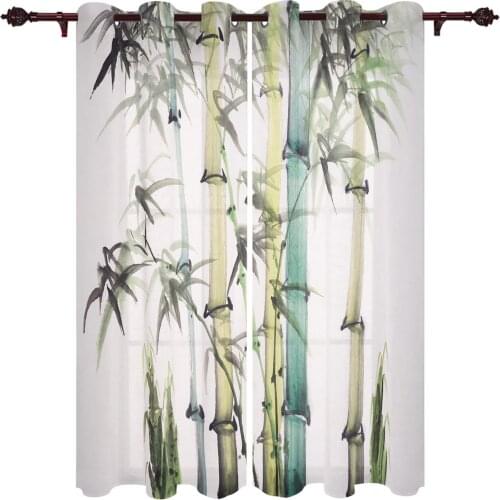 Translucent Exquisite Window Curtains Chinese Painting Bamboo Curtains Living Room Bedroom Panel Kitchen Custom Made Curtains