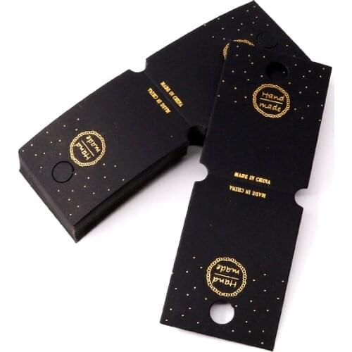 20Pcs Hair Bands Paper Jewelry Display Card 5*14cm Black Headwear Hair Ties Hairpin Accessory Cards Tag Golden Handmade