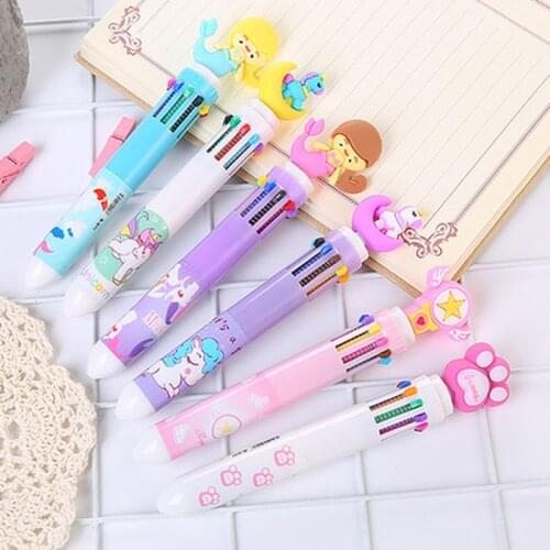 Mermaid Ten-color Ballpoint Pen Student Stationery Kawaii Pens Novelty Cute Pens 10-color Signature Gel Pen Office Accessories