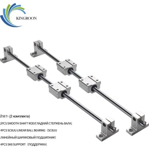 KingRoon vertical set 500mm Optical shaft linear guideway SC8UU Linear Ball Bearing Linear Rail Shaft Support SK8 for CNC parts