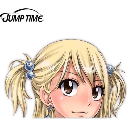 Jump Time Fairy Tail Lucy Heartfilia 18 8.5 Big Head Anime Peeker Vinyl Decal Waifu Kawaii Girl Car Stickers