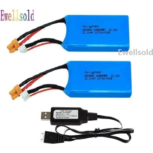 XK X450 FPV R/C Drone Spare Parts Lipo Battery 11.1V 1000mAh 3S XT30 plug 603462 with charger