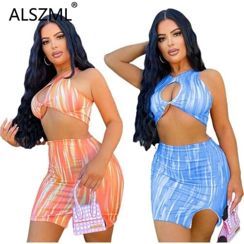 Women Sleeveless Crop Top And Mini Skirt Set Two 2 Piece Set Fashion Outfit Summer Tracksuit
