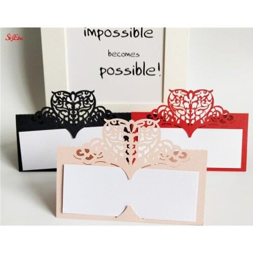 10pcs Hollow love flower Laser Cutting Table Cards Place Card Name Seating Card Wedding Table Decoration Wedding Preferred 8z