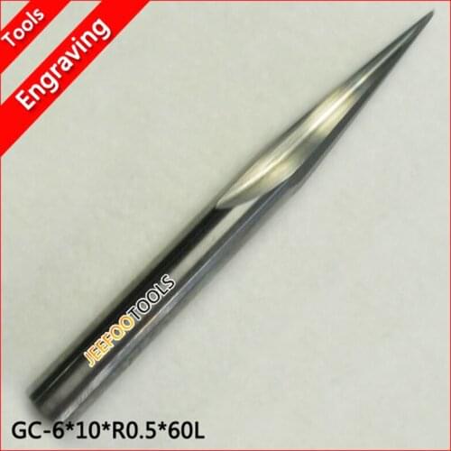 6*30H*R0.5*10degree*60L Two Flutes Ball Nose Tapered End Mills for Good Relief, Imported Tungsten Steel Cutting Tools