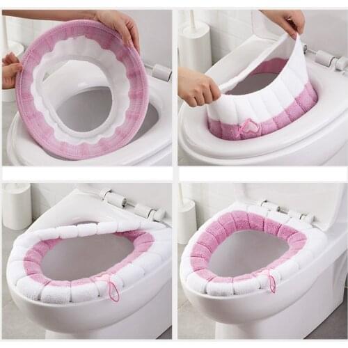 Multicolor Toilet Seat Mat Cover Winter Warmer Pad Cushion Thicker Washable Closestool Soft Warmer Bathroom Supplies 2 Styles
