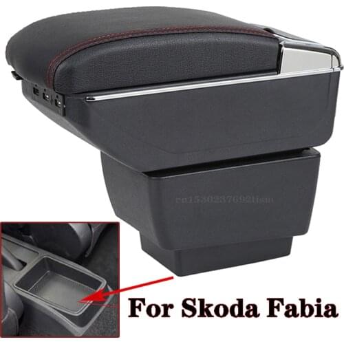 For Skoda Fabia armrest box central Store interior Storage car-styling with USB 2015 2016 2017 2018 2019 2020