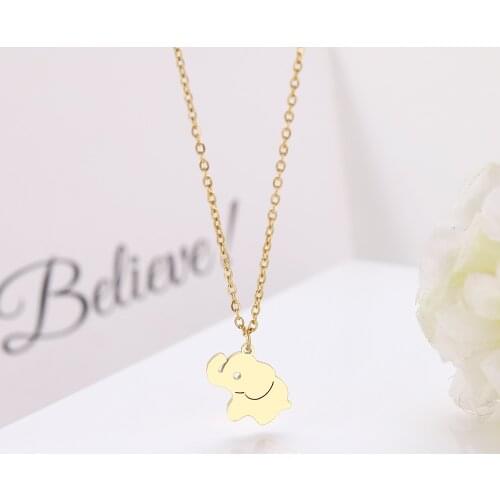 DOTIFI Stainless Steel For Women Necklace Cute Elephant Gold and Silver Color Pendant Necklace Engagement Jewelry