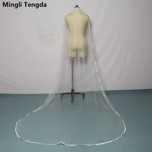 High Quality One Layer Bridal Veil 3 M Long Cathedral Veil with Comb Wedding Veil Stain Edge Wedding Accessories Veu De Noiva