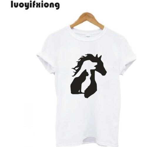ANIMAL LOVER Horse Dog Cat Print Women Tshirt Casual Short Sleeve Hipster Tee Shirt Femme Funny T Shirt Women Tops Plus Size 2XL