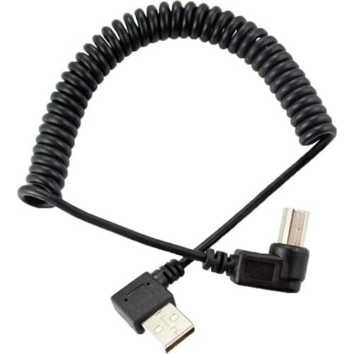 1.5m/5ft USB 2.0 Type A Male to USB Type B Male Right Angle Coiled Printer Cable