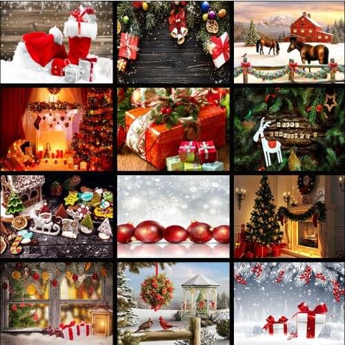 5D Full Square Diamond Painting Mosaic Handmade Winter Scenery Cross Stitch Diamond Diamond Embroidery Christmas Decor Landscape