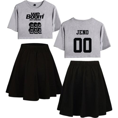 Kawaii NCT DREAM Soul Album We Boom Trend Set two-piece Women Fashion Summer Umbilical Shirt Women Y2K Kpop Casual Skirt Set
